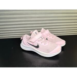 Nike Star Runner 3 Pink Black Kids Running Shoes Size 12.5C Hook & Loop Easy-On